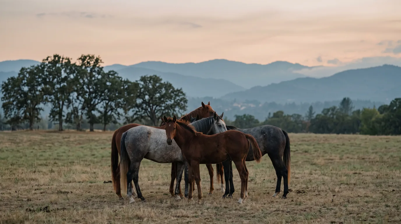 Chevaux en liberté, Écurie de Khara, Drôme